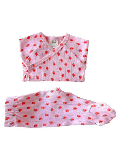 Pink Strawberry Organic Pointelle Newborn Set - Twinkle Twinkle Little One