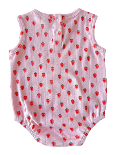 Pink Strawberry Organic Pointelle Dune Bubble - Twinkle Twinkle Little One