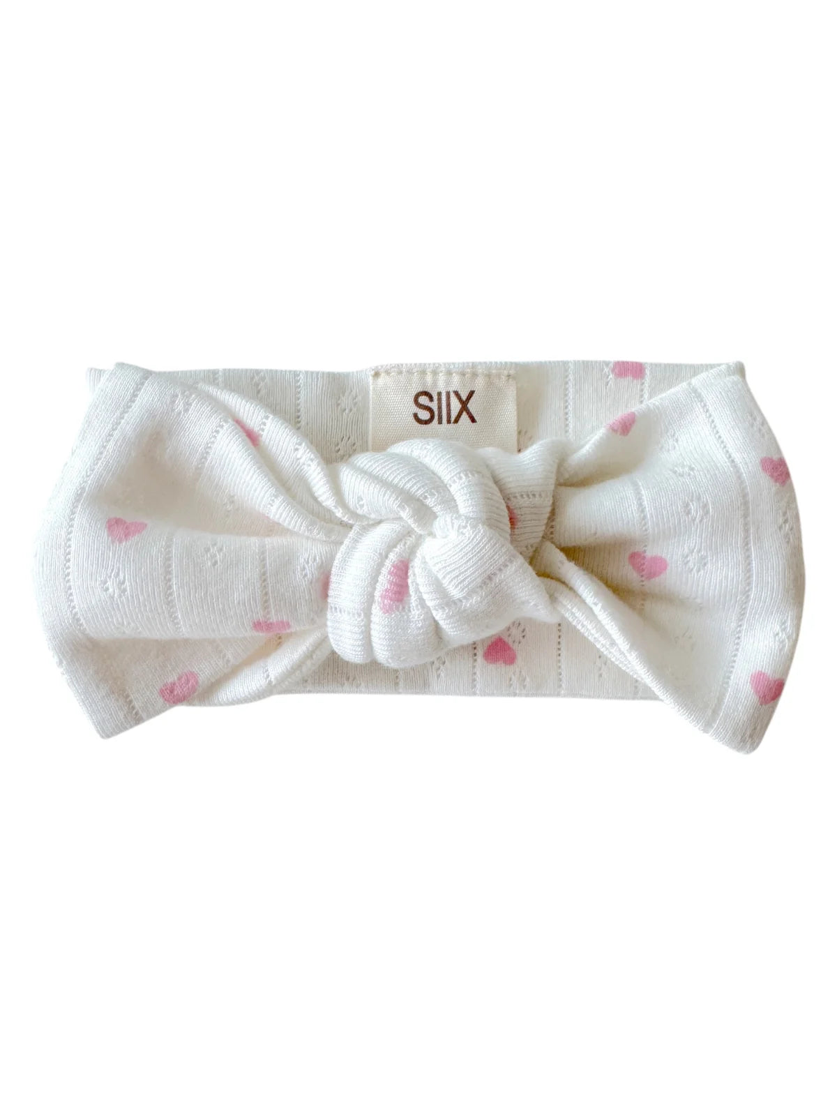 White with Pink Heart Organic Pointelle Bow - Twinkle Twinkle Little One