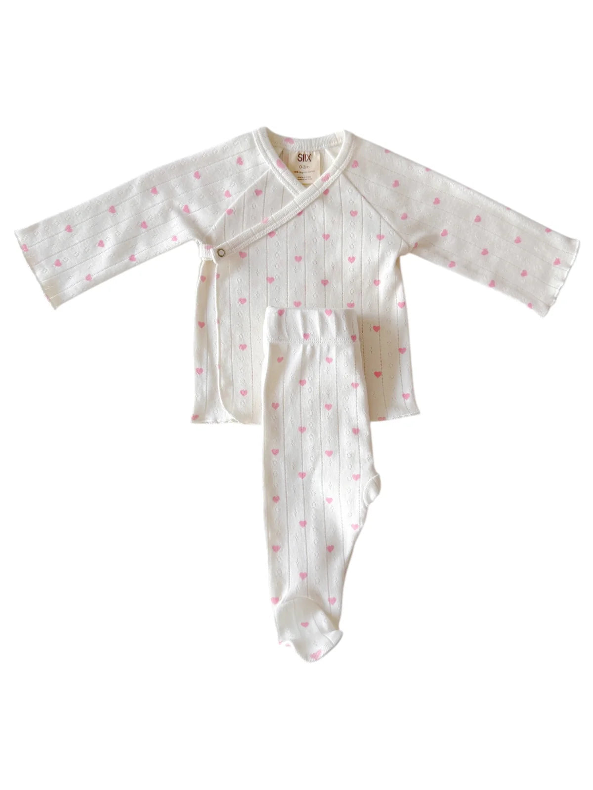 White with Pink Heart Organic Pointelle Newborn Set - Twinkle Twinkle Little One