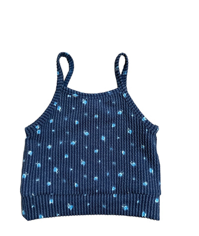 Ditsy Flower Banded Tank Top & Ruffle Skort - Denim - Twinkle Twinkle Little One