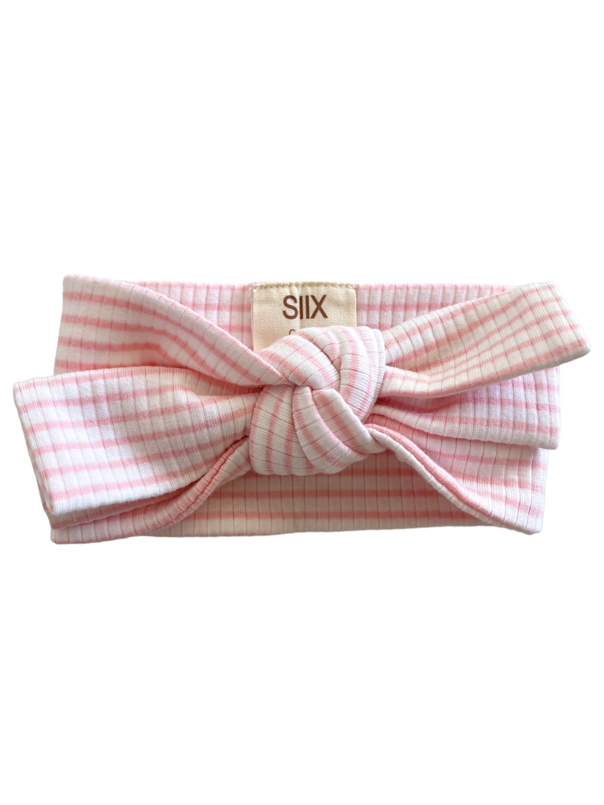 Pink Stripe Ribbed Organic Bow Headband