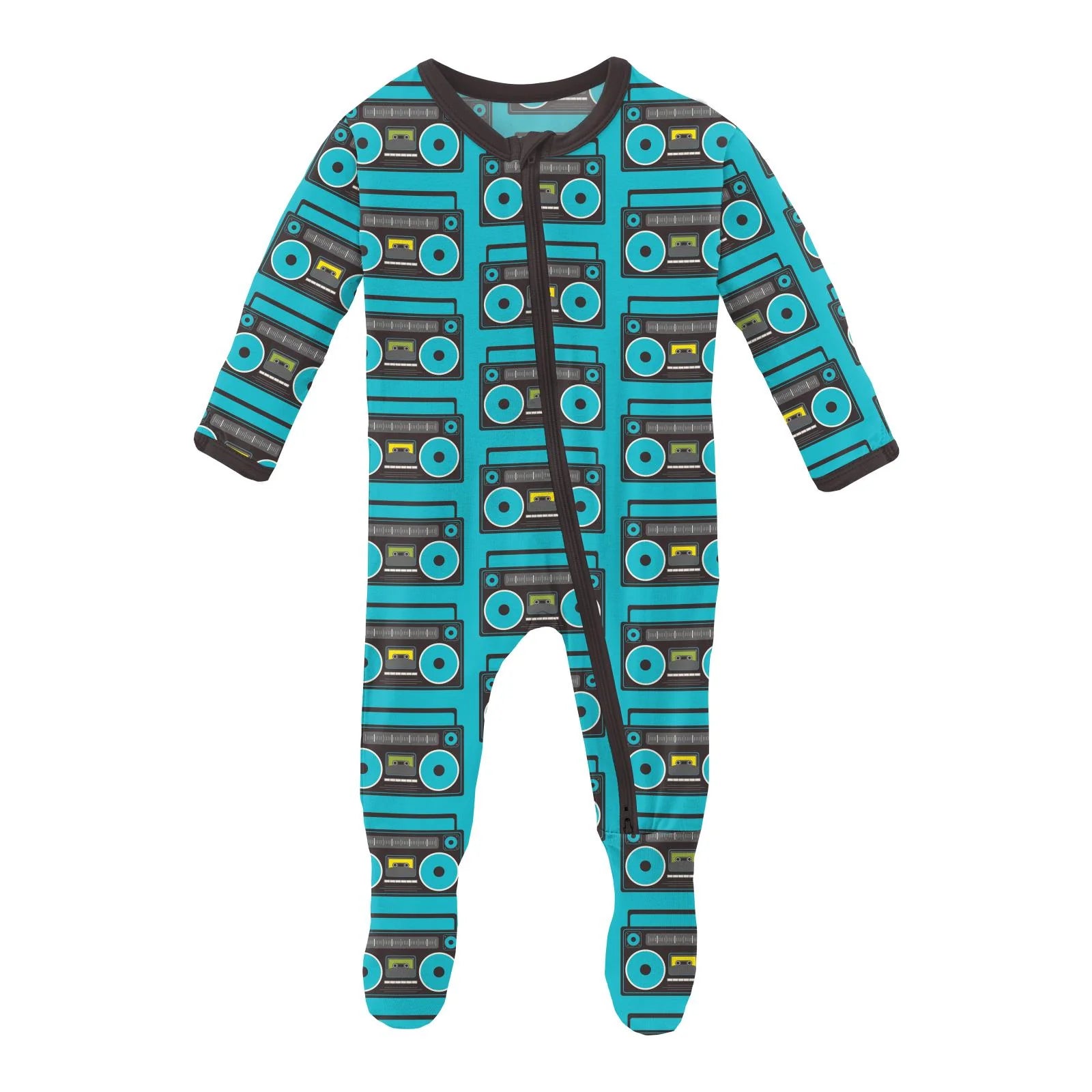 Kickee Pants Print Footie with Zipper - Confetti Boombox