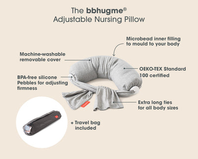 BBHugMe Nursing Pillow - Grey Melange - Twinkle Twinkle Little One
