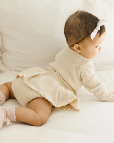 Waffle Long Sleeve Bodysuit || Natural - Twinkle Twinkle Little One