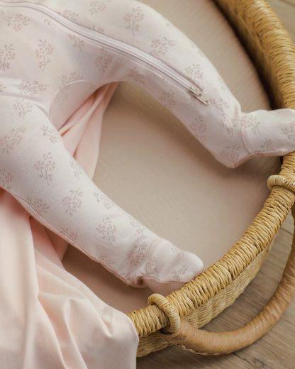 Modal Zip Footie - Pink Blossom - Twinkle Twinkle Little One
