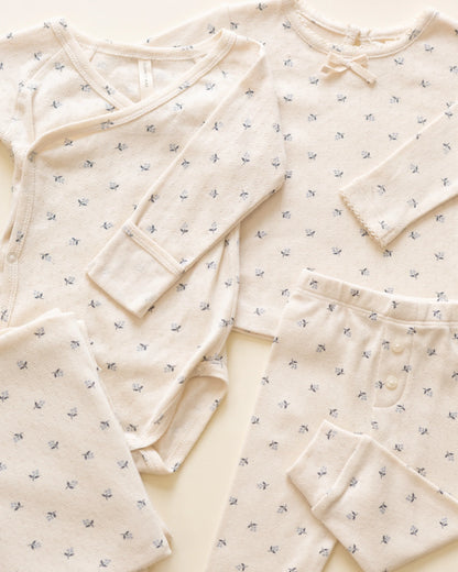 Pointelle Long Sleeve Tee + Legging || Blue Ditsy - Twinkle Twinkle Little One