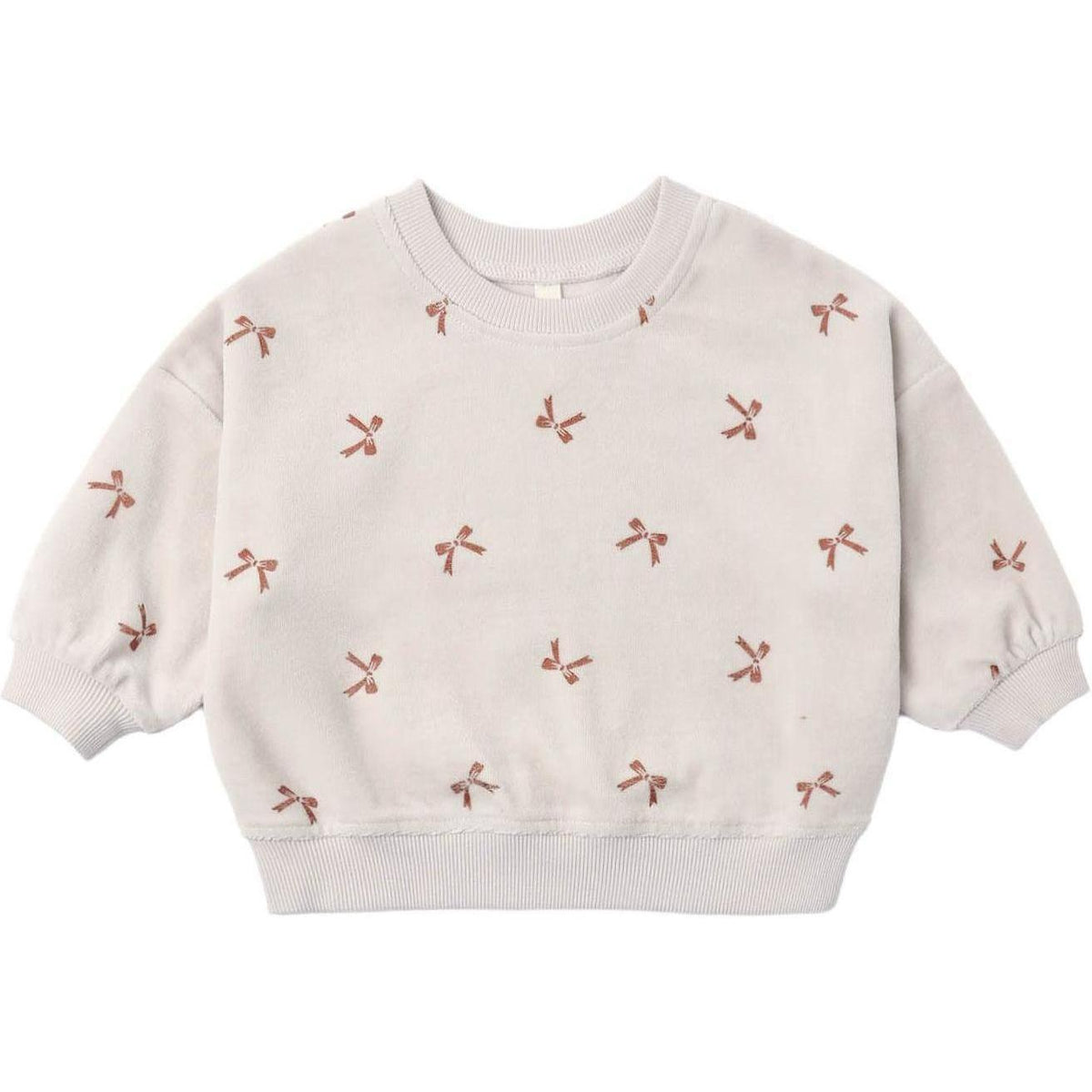 Quincy Mae Velour Relaxed Sweatshirt Red Bows