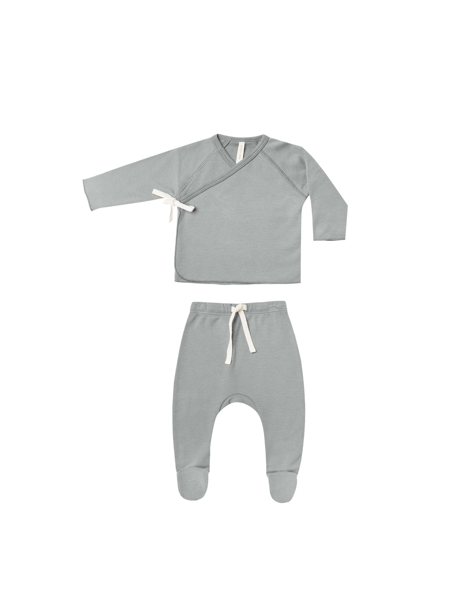 Newborn Dusty Blue Hat, Wrap Top & Pant Set - Twinkle Twinkle Little One