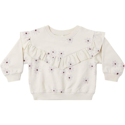 Quincy Mae Ruffle Fleece Sweatshirt & Relaxed Sweatpant || Blue Daisy