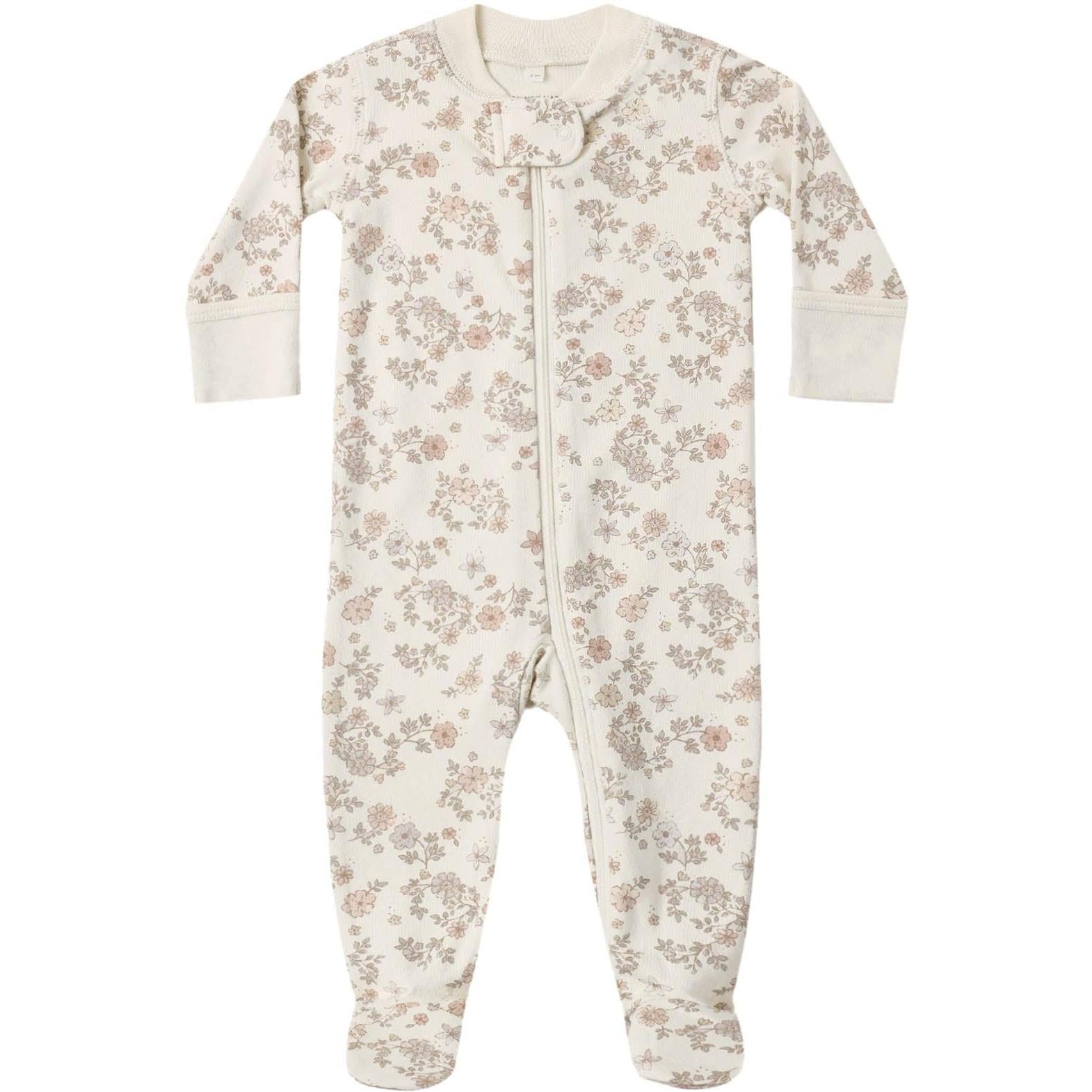 Quincy Mae Zip Long Sleeve Sleeper Footie || Floral Vine