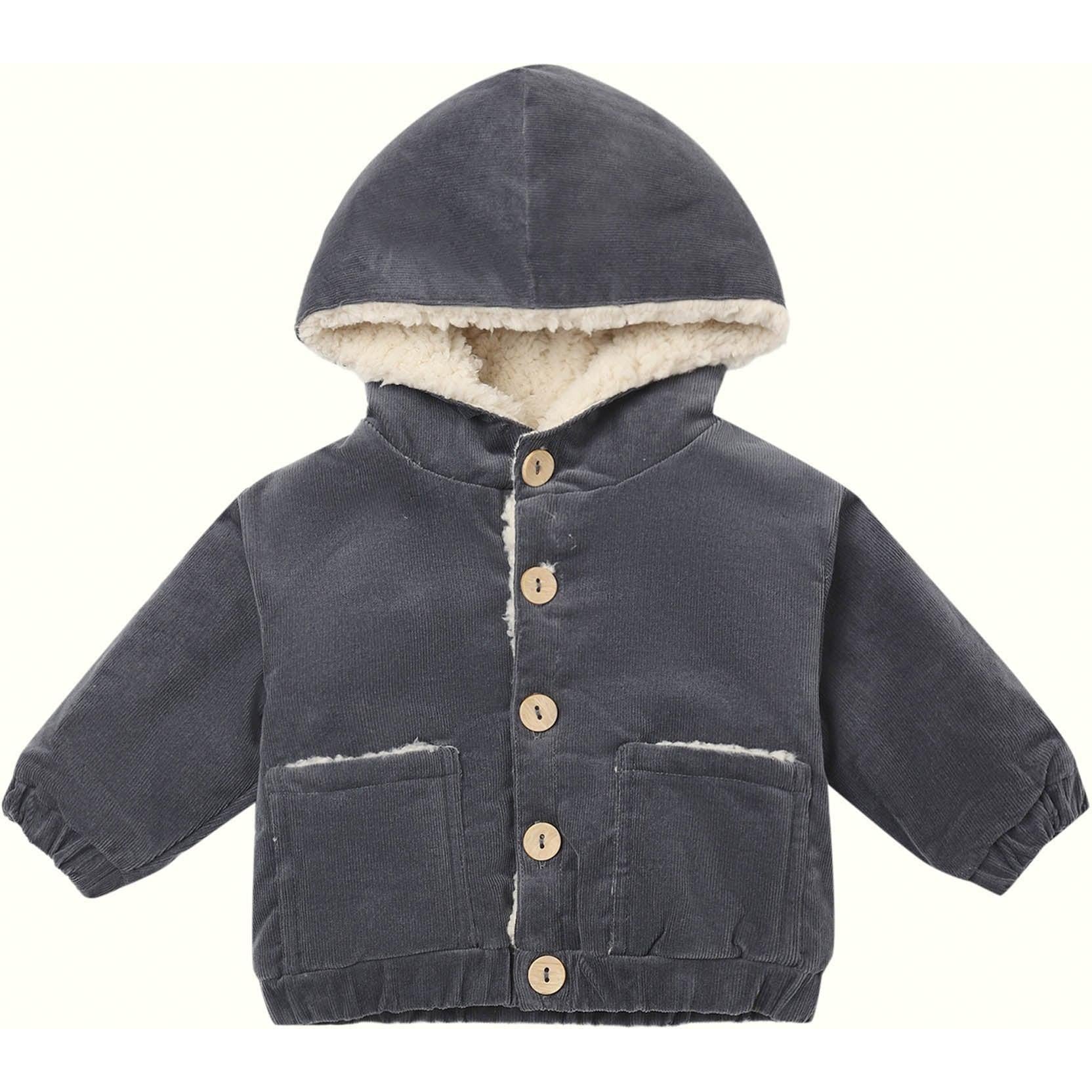 Quincy Mae Corduroy Hooded Jacket || Midnight