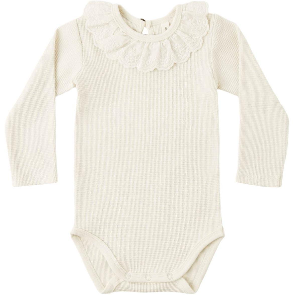 Quincy Mae Ruffle Collar Bodysuit || Natural