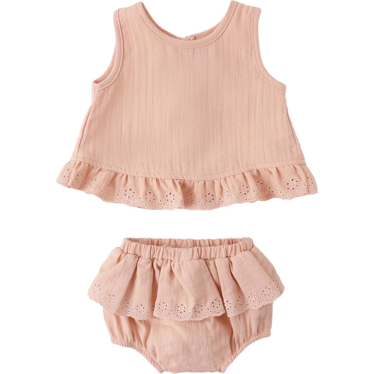 Quincy Mae Ruffled Tulip Top + Bloomer Set Melon