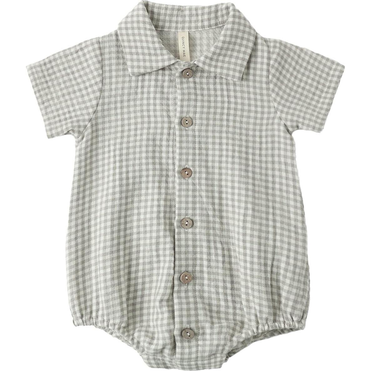 Quincy Mae Matteo Romper Sage Gingham