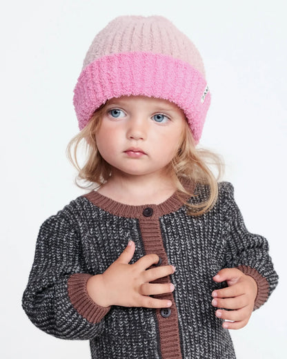7 A.M. Fuzzy 2-Tone Ribbed Beanie - Vivid Pink Ash Rose - Twinkle Twinkle Little One