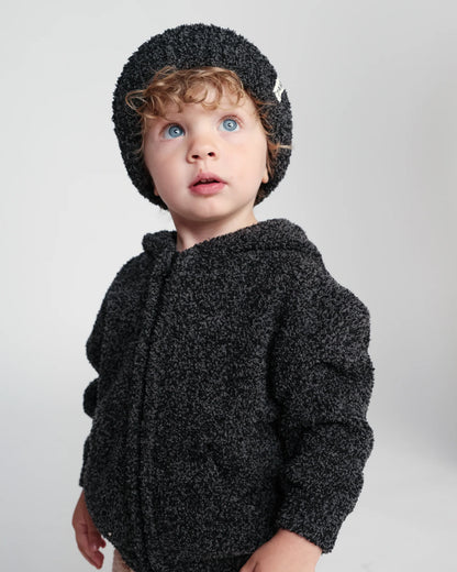 7 A.M. Fuzzy 2-Tone Ribbed Beanie -Melange Black Pecan - Twinkle Twinkle Little One
