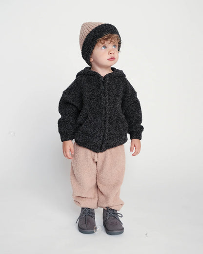 7 A.M. Fuzzy 2-Tone Ribbed Beanie -Melange Black Pecan - Twinkle Twinkle Little One