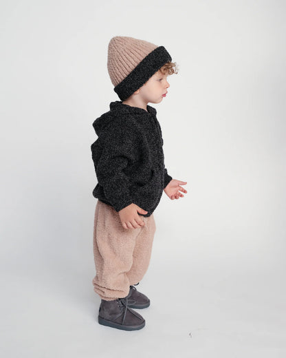 7 A.M. Fuzzy 2-Tone Ribbed Beanie -Melange Black Pecan - Twinkle Twinkle Little One