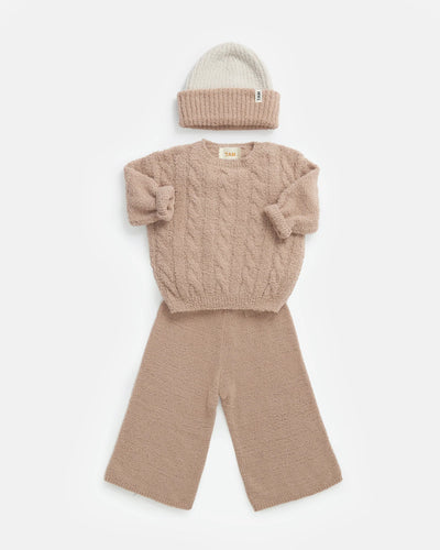 7 A.M. Fuzzy 2-Tone Ribbed Beanie - Pecan Ecru - Twinkle Twinkle Little One