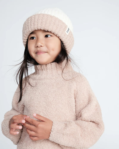 7 A.M. Fuzzy 2-Tone Ribbed Beanie - Pecan Ecru - Twinkle Twinkle Little One