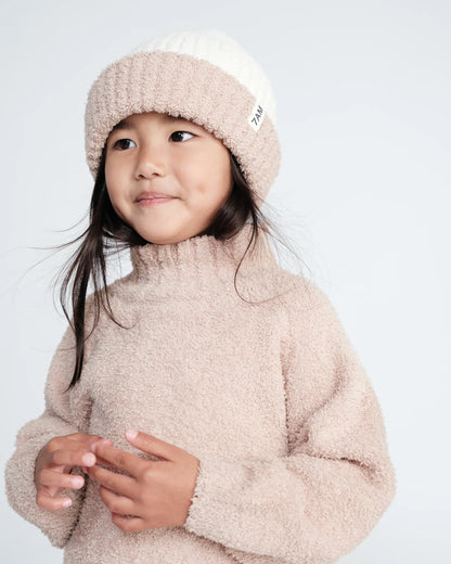 7 A.M. Fuzzy 2-Tone Ribbed Beanie - Pecan Ecru - Twinkle Twinkle Little One