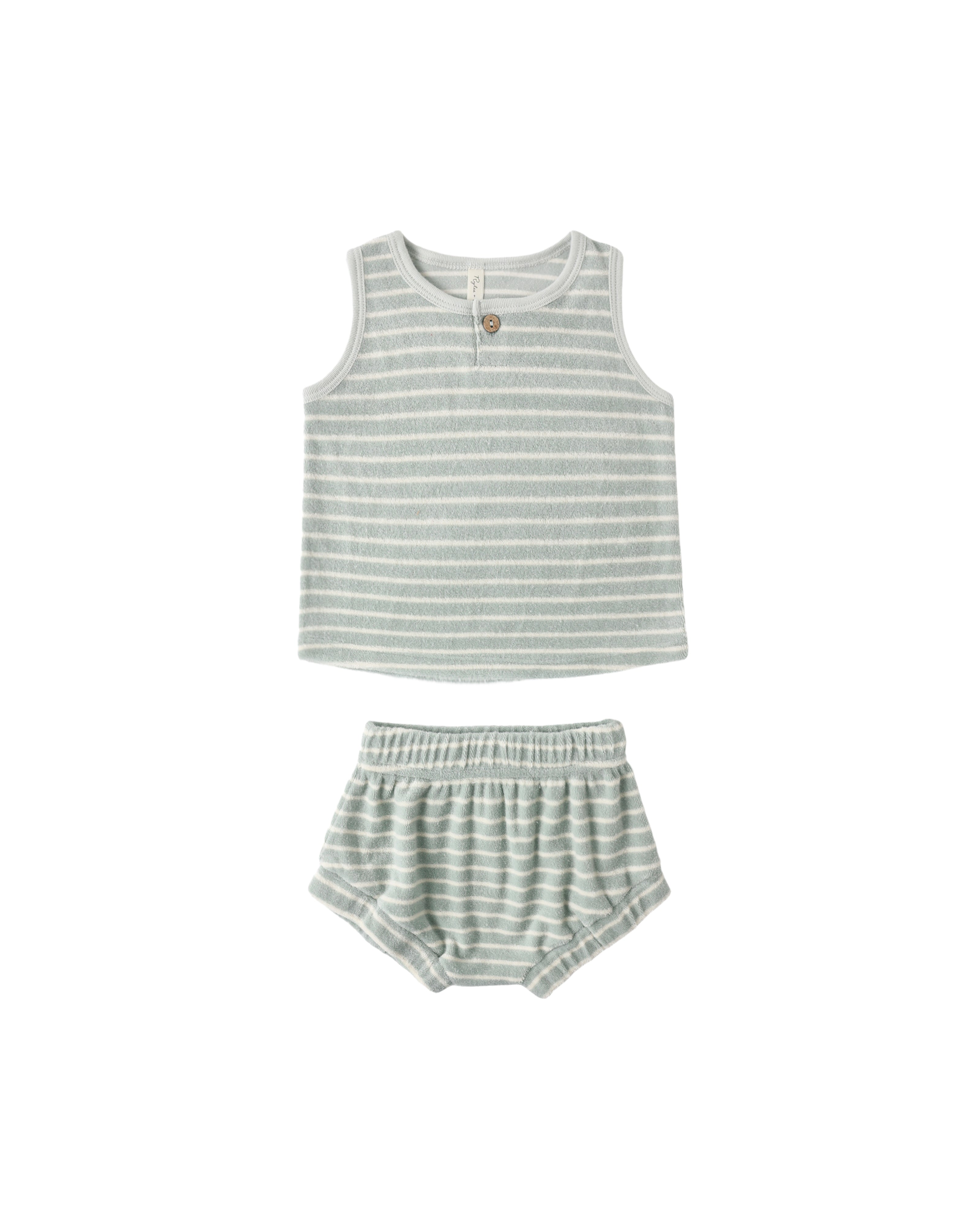 Baby Tank Set || Seafoam Terry Stripe