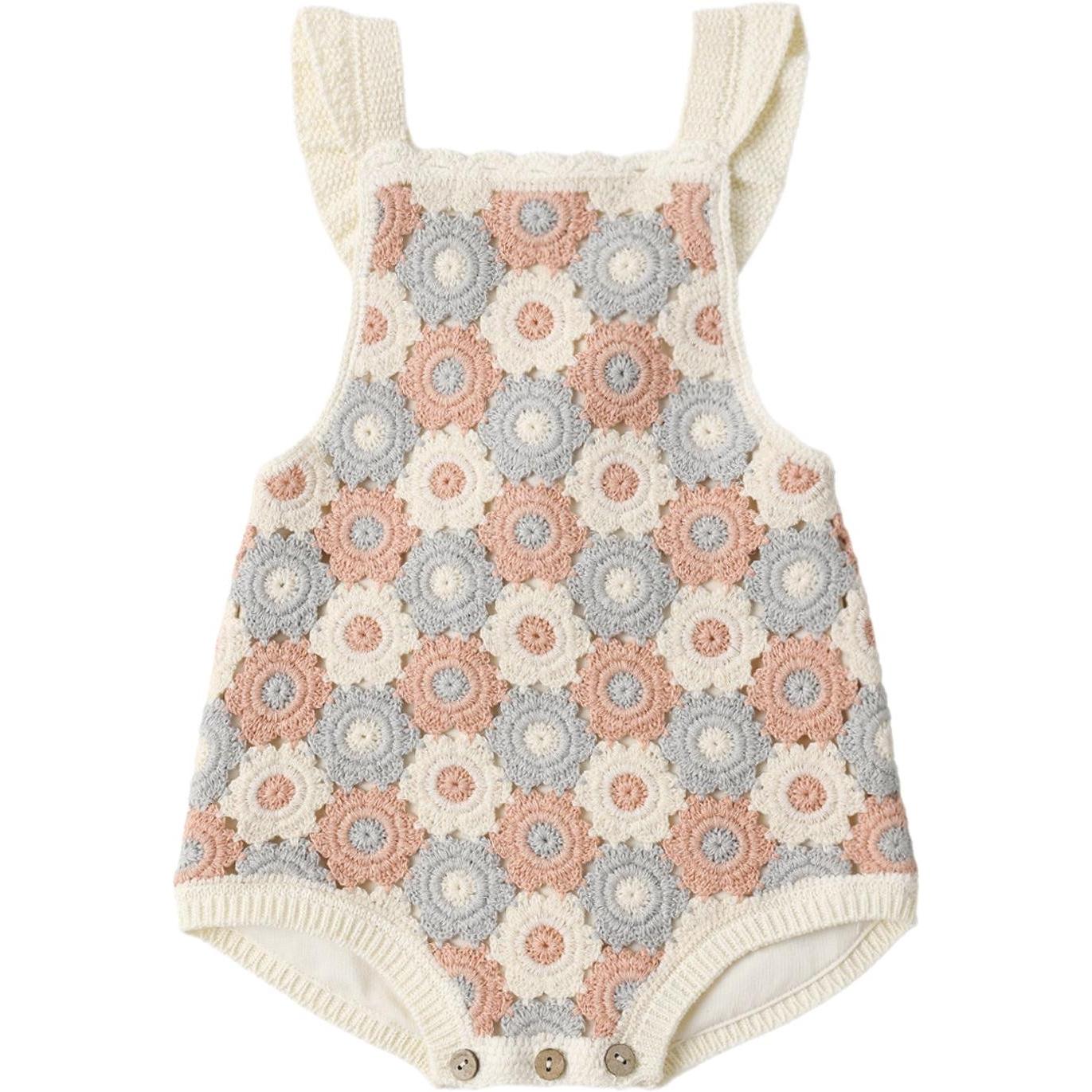 Rylee + Cru Crochet Romper || Blue, Light Pink, Ivory