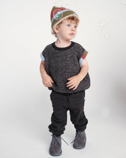 Black Melange Ribbed Joggers - Chunky - Twinkle Twinkle Little One
