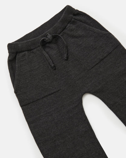 Black Melange Ribbed Joggers - Chunky - Twinkle Twinkle Little One