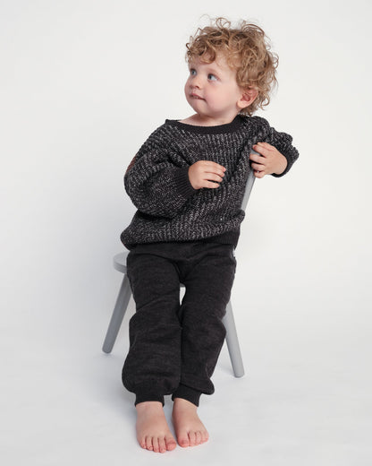 Black Melange Ribbed Joggers - Chunky - Twinkle Twinkle Little One