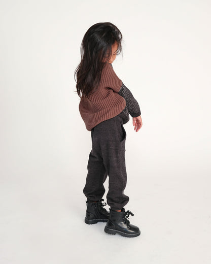 Black Melange Ribbed Joggers - Chunky - Twinkle Twinkle Little One