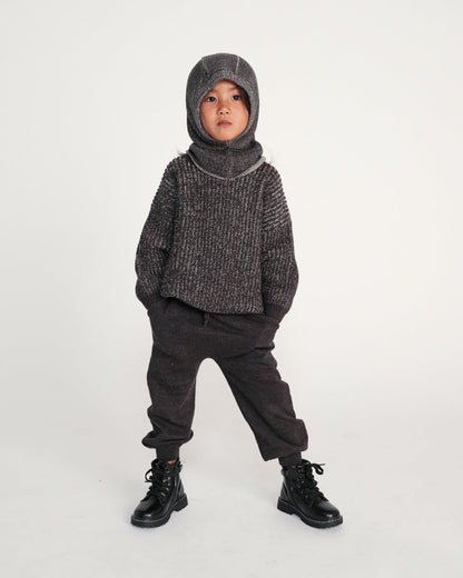 Black Melange Ribbed Joggers - Chunky - Twinkle Twinkle Little One