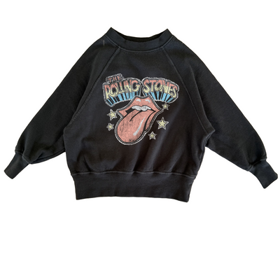Rowdy Sprout Rolling Stones Vintage Tongue Raglan Sweatshirt Washed Black