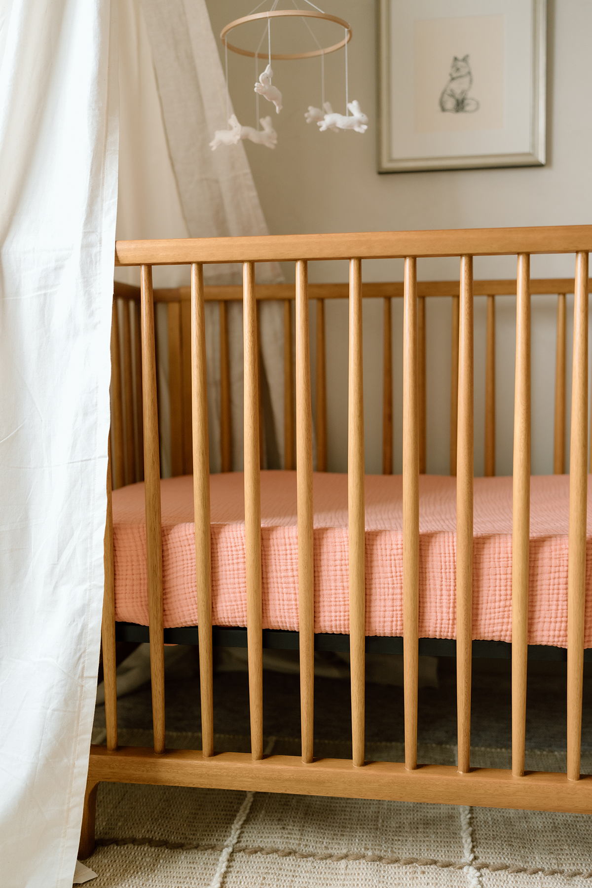 'Rosette' Pink Premium Muslin Crib Sheet - Twinkle Twinkle Little One