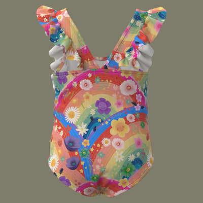 Rainbow Flowers Ruffle Swimsuit - Twinkle Twinkle Little One