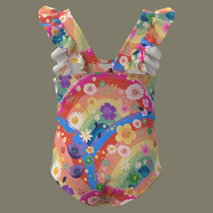 Rainbow Flowers Ruffle Swimsuit - Twinkle Twinkle Little One