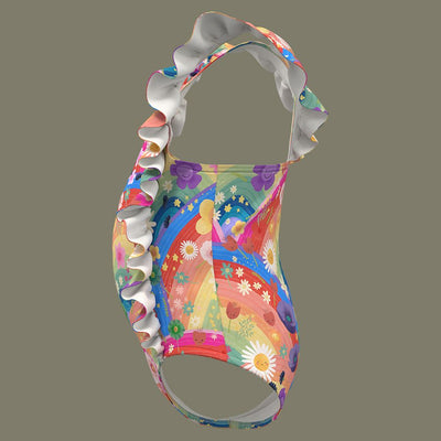 Rainbow Flowers Ruffle Swimsuit - Twinkle Twinkle Little One