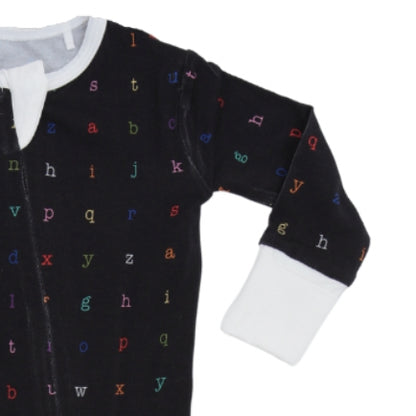 Rainbow Typewriter Bamboo Footed Sleeper - Twinkle Twinkle Little One