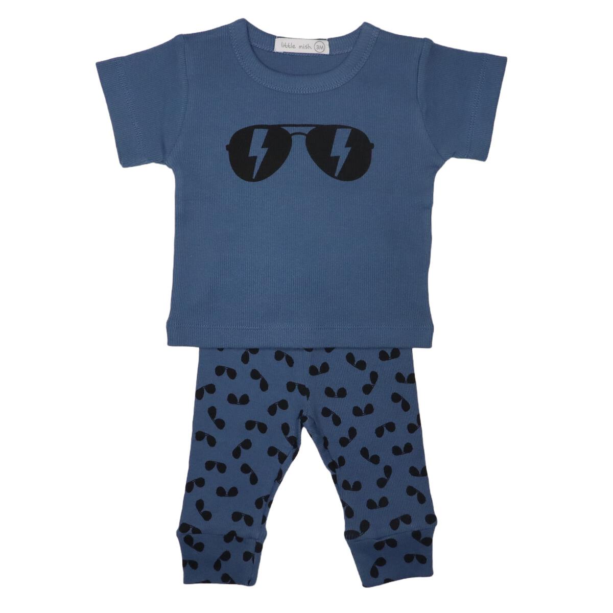 Ribbed Denim Sunglasses Tee & Pant Set - Twinkle Twinkle Little One