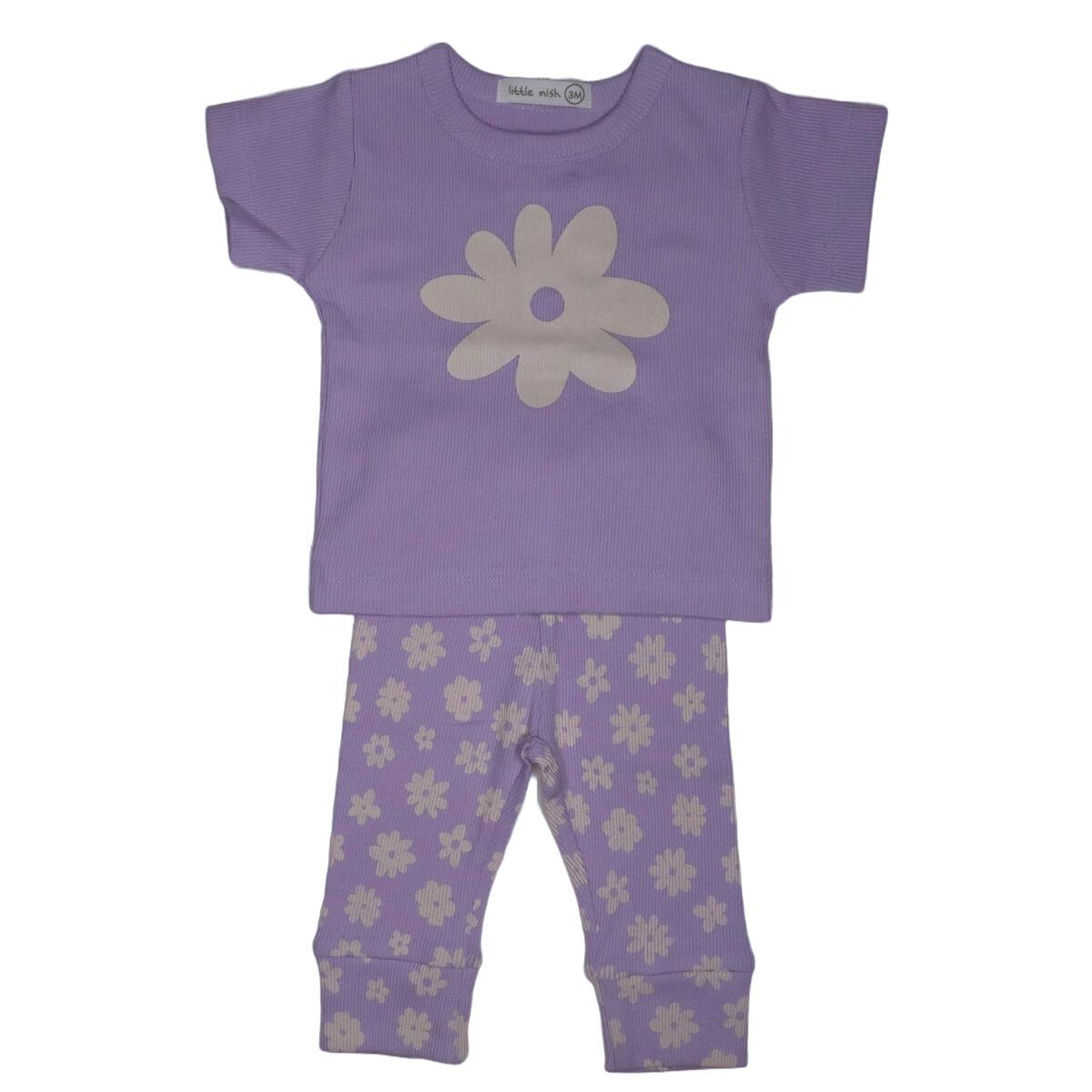Ribbed Lilac Daisy Tee & Pant Set - Twinkle Twinkle Little One