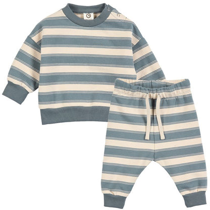 Stripe Sweat Set - Oak/Stormy Blue - Twinkle Twinkle Little One