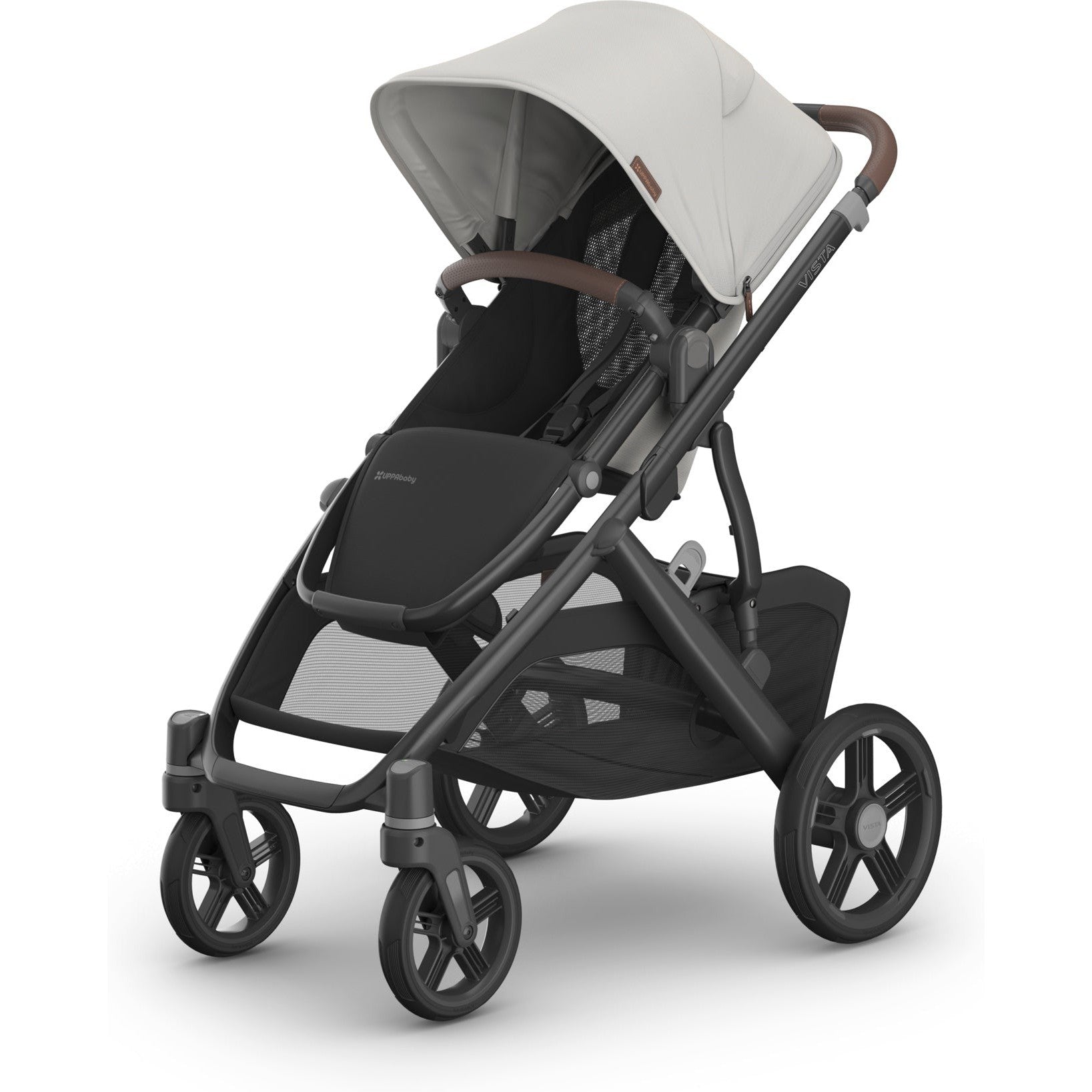 Buy savannah-pearl-gray-jacquard-carbon-frame-chestnut-leather UPPAbaby Vista V3 Stroller