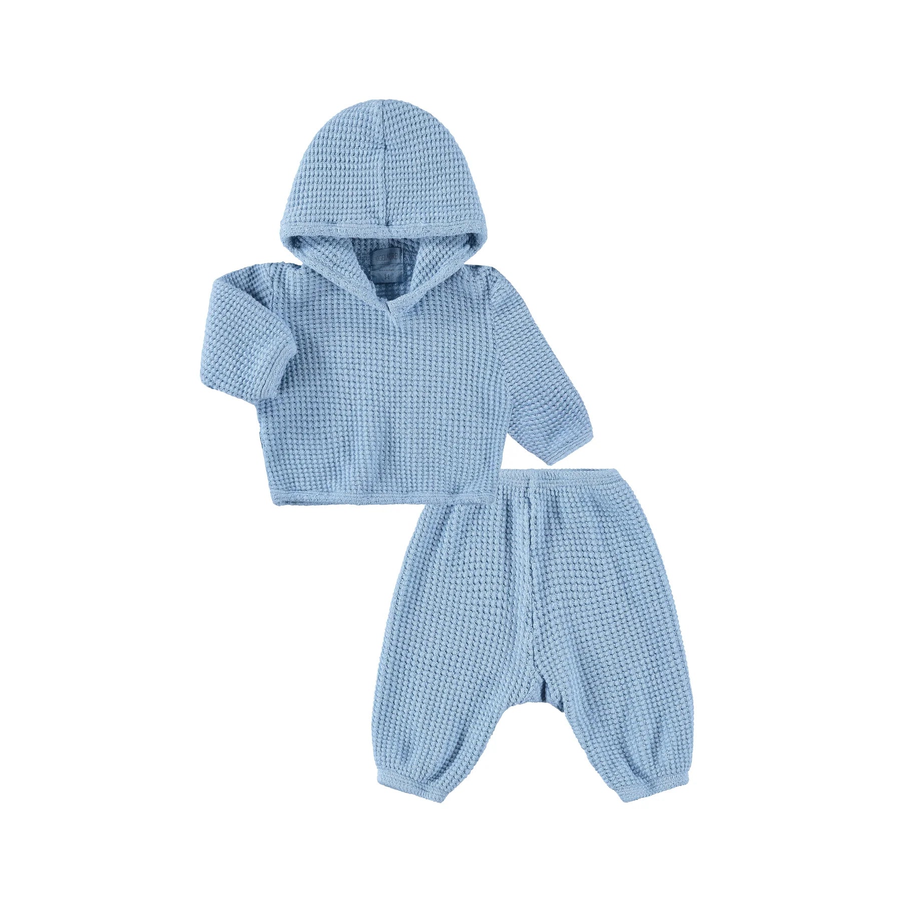 Chunky Thermal Loungewear Hoodie Set - Powder Blue
