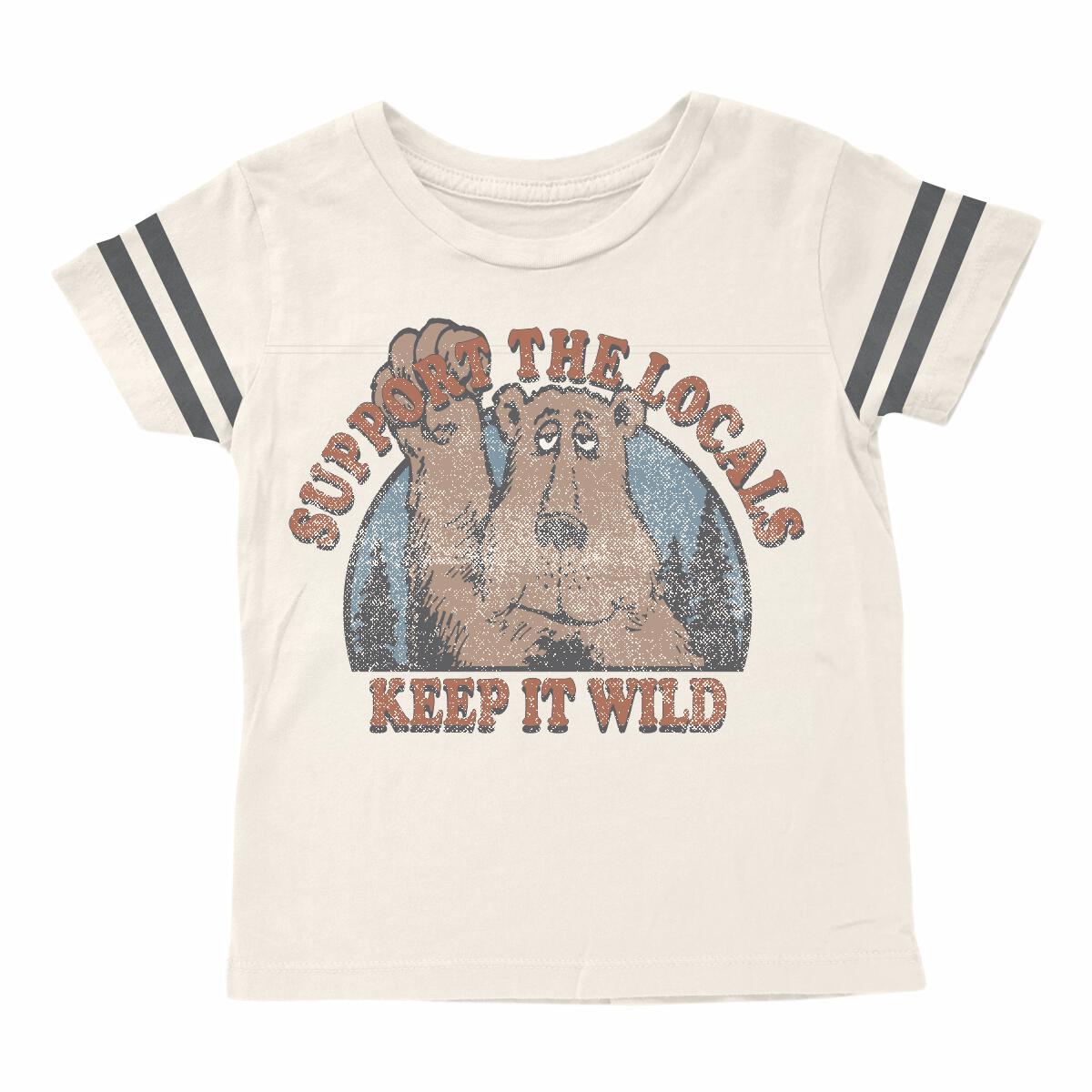 Tiny Whales Support the Locals Football Tee - Natural/Black