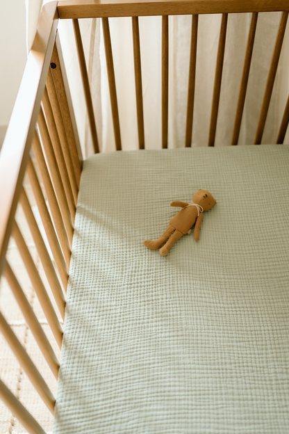 'Sea Moss' Sage Green Premium Muslin Crib Sheet - Twinkle Twinkle Little One