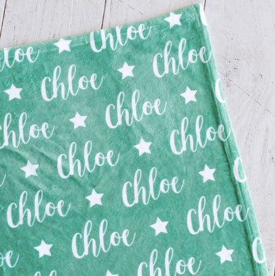 Sugar + Maple Plush Minky Fleece Personalized Blanket | Star Icon Repeating Name - Twinkle Twinkle Little One