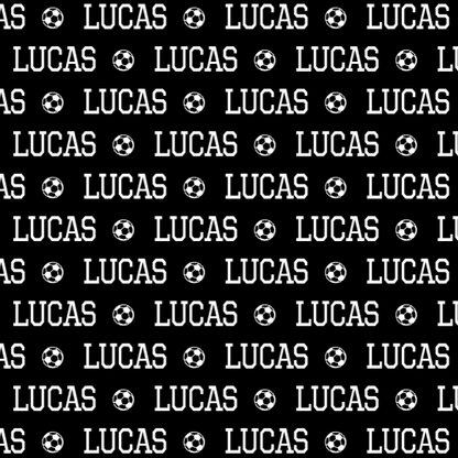 Sugar + Maple Plush Minky Fleece Personalized Blanket | Soccer Icon Repeating Name - Twinkle Twinkle Little One