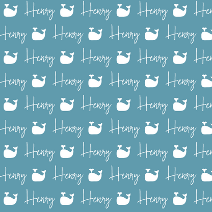 Sugar + Maple Plush Minky Fleece Personalized Blanket | Whale Icon Repeating Name - Twinkle Twinkle Little One