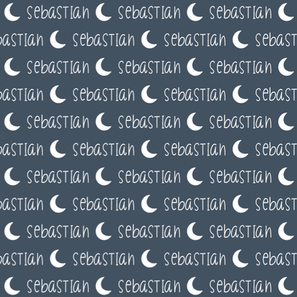 Sugar + Maple Plush Minky Fleece Personalized Blanket | Moon Icon Repeating Name - Twinkle Twinkle Little One